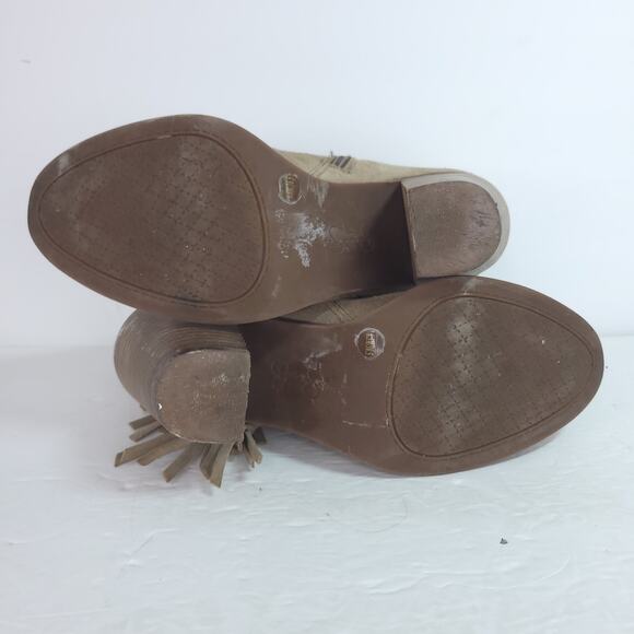 Jessica Simpson Tan Suede Leather Tassel Ankle Bootie Size 6.5 - Picture 6 of 9